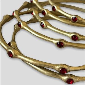 Gold Bangles With Red Set Stones